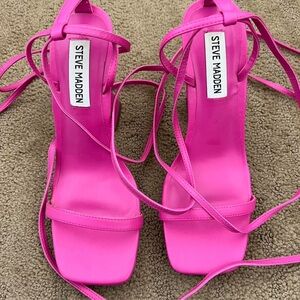 Steve Madden Pink Heeled Sandals with Ankle Wrap